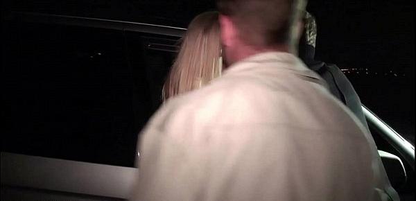  Blonde fashion model PUBLIC sex dogging gang bang orgy through a car window